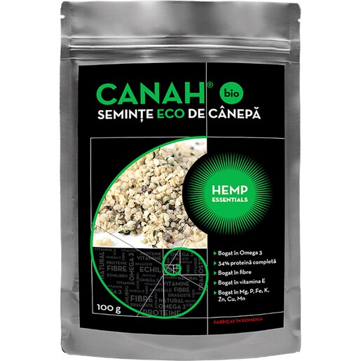 Seminte decorticate de canepa ECO, 100 g, CANAH Seminte decorticate de canepa ECO, 100 g, CANAH