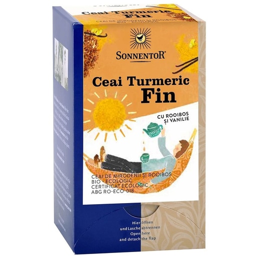 Ceai SONNENTOR Turmeric fin cu rooibos si vanilie, 18 plicuri Ceai SONNENTOR Turmeric fin cu rooibos si vanilie, 18 plicuri