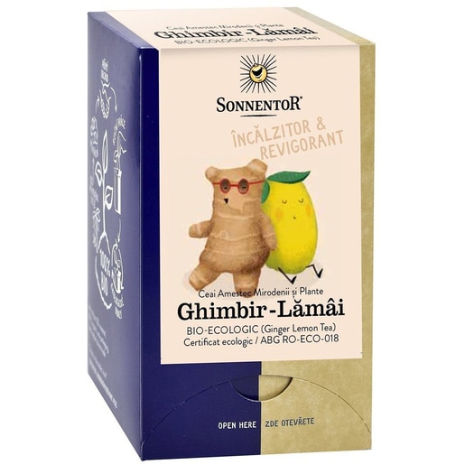 Ceai SONNENTOR Ghimbir si lamaie, 18 plicuri Ceai SONNENTOR Ghimbir si lamaie, 18 plicuri