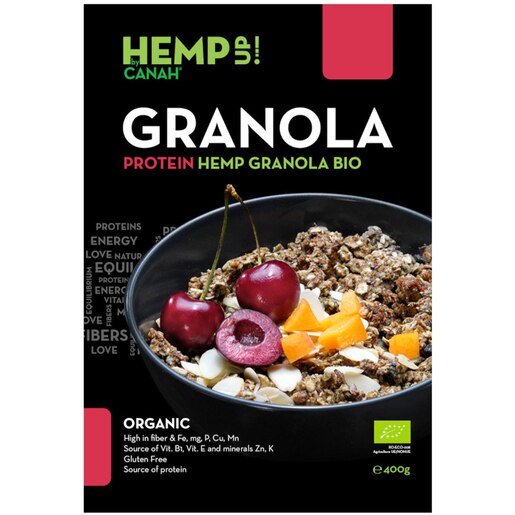Granola Protein cu canepa ECO, 400 g, CANAH Granola Protein cu canepa ECO, 400 g, CANAH