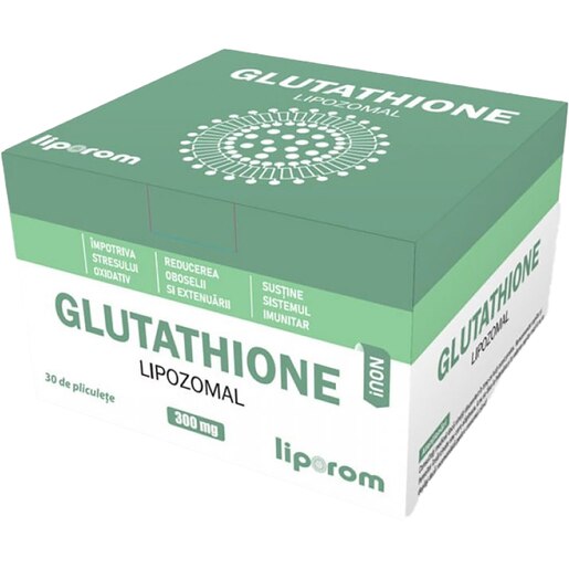 Supliment alimentar Glutathion Lipozomal 300 mg, 30 plicuri, LIPOROM Supliment alimentar Glutathion Lipozomal 300 mg, 30 plicuri, LIPOROM