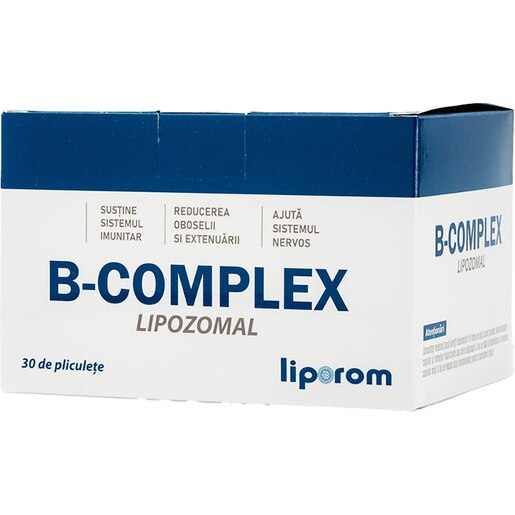 Supliment alimentar B-Complex Lipozomal, 30 plicuri, LIPOROM Supliment alimentar B-Complex Lipozomal, 30 plicuri, LIPOROM