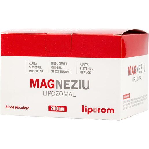 Supliment alimentar Magneziu Lipozomal 200 mg, 30 plicuri, LIPOROM Supliment alimentar Magneziu Lipozomal 200 mg, 30 plicuri, LIPOROM