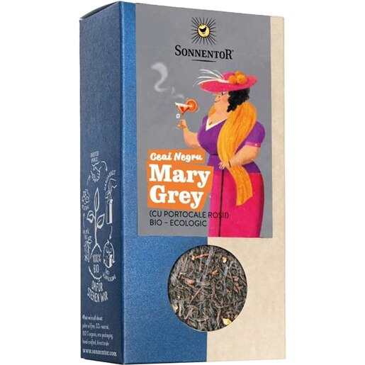 Ceai negru SONNENTOR Mary Grey cu portocale rosii, 90 g Ceai negru SONNENTOR Mary Grey cu portocale rosii, 90 g
