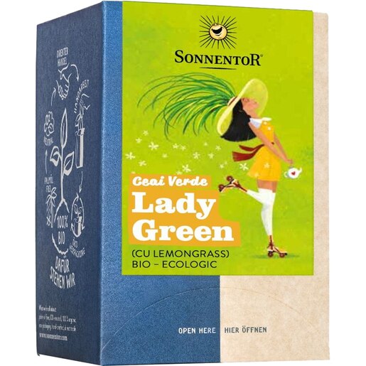 Ceai verde SONNENTOR Lady Green cu lemongrass, 18 plicuri Ceai verde SONNENTOR Lady Green cu lemongrass, 18 plicuri