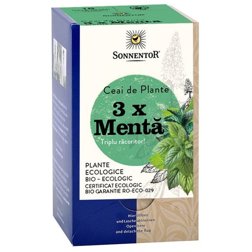 Ceai plante SONNENTOR 3 x Menta, 18 plicuri Ceai plante SONNENTOR 3 x Menta, 18 plicuri