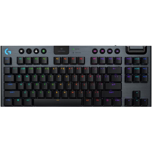 Tastatura Gaming Wireless mecanica LOGITECH G915 X Lightspeed TKL Linear Switches, Bluetooth, USB, Layout US INT, negru Tastatura Gaming Wireless mecanica LOGITECH G915 X Lightspeed TKL Linear Switches, Bluetooth, USB, Layout US INT, negru
