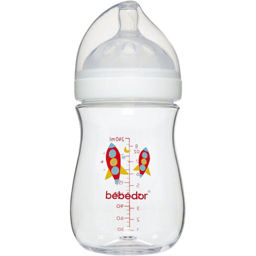 Biberon BEBEDOR 95302, flux lent, 3 luni+, 240ml, rosu-transparent Biberon BEBEDOR 95302, flux lent, 3 luni+, 240ml, rosu-transparent