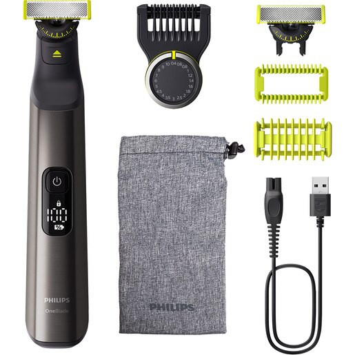 Aparat hibrid de barbierit, tuns barba si parul corporal PHILIPS OneBlade Pro QP6552/15, acumulator, 120 min autonomie, negru Aparat hibrid de barbierit, tuns barba si parul corporal PHILIPS OneBlade Pro QP6552/15, acumulator, 120 min autonomie, negru