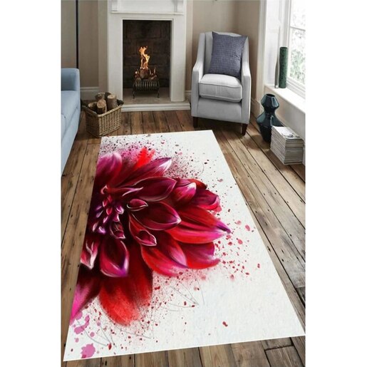 Covor living / dormitor Collection Red Dahlia, 160 x 230 cm, poliester, rosu-alb Covor living / dormitor Collection Red Dahlia, 160 x 230 cm, poliester, rosu-alb