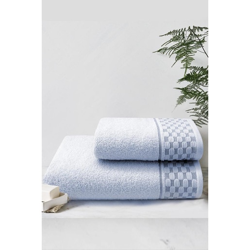 Set 2 prosoape baie MILA HOME Circle, 50 x 90 cm, 70 x 140 cm, bumbac, albastru Set 2 prosoape baie MILA HOME Circle, 50 x 90 cm, 70 x 140 cm, bumbac, albastru