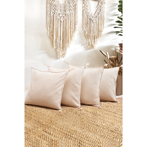 Set 4 fete de perna decorativa Natural, 100% bumbac, 43 x 43 cm, bej Set 4 fete de perna decorativa Natural, 100% bumbac, 43 x 43 cm, bej