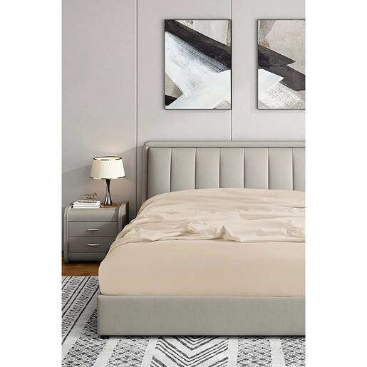 Cearsaf cu elastic pat MILA HOME, 100% bumbac ranforce, 160 x 200 cm, bej Cearsaf cu elastic pat MILA HOME, 100% bumbac ranforce, 160 x 200 cm, bej