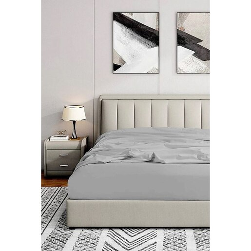 Cearsaf cu elastic pat MILA HOME, 100% bumbac ranforce, 180 x 200 cm, gri Cearsaf cu elastic pat MILA HOME, 100% bumbac ranforce, 180 x 200 cm, gri