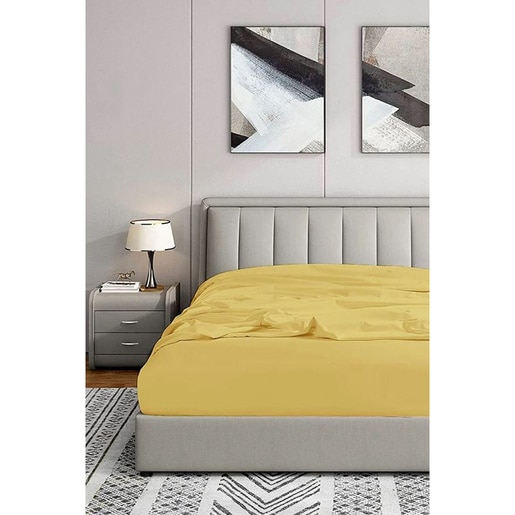Cearsaf cu elastic pat MILA HOME, 100% bumbac ranforce, 160 x 200 cm, mustar Cearsaf cu elastic pat MILA HOME, 100% bumbac ranforce, 160 x 200 cm, mustar