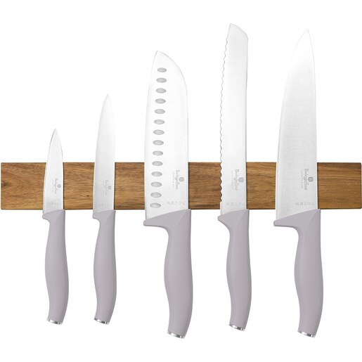 Set cutite BERLINGER HAUS BH/2946 + suport magnetic, 5 piese, otel, 9-20cm, gri Set cutite BERLINGER HAUS BH/2946 + suport magnetic, 5 piese, otel, 9-20cm, gri