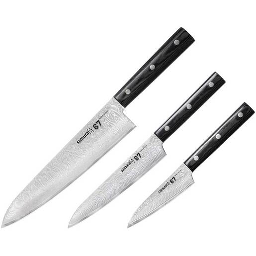 Set cutite SAMURA SD67-0220M, 3 piese, 9.8 - 20.8cm, negru Set cutite SAMURA SD67-0220M, 3 piese, 9.8 - 20.8cm, negru