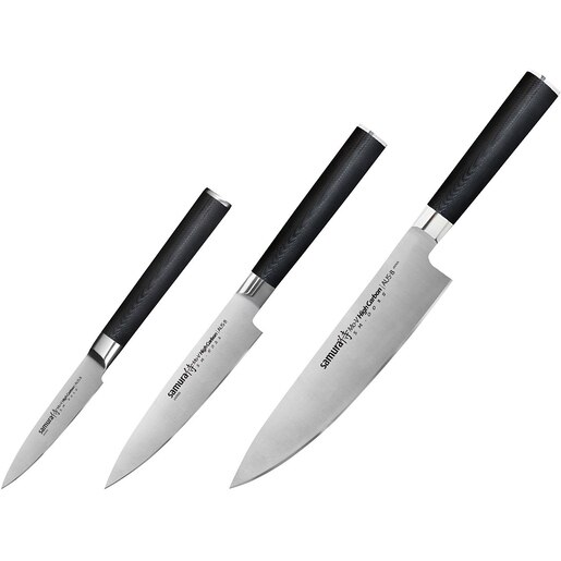 Set cutite SAMURA Mo-V SM-0220, 3 piese, otel, negru Set cutite SAMURA Mo-V SM-0220, 3 piese, otel, negru