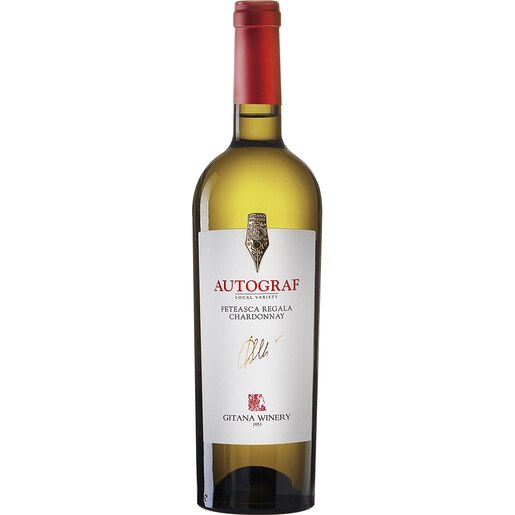 Vin alb sec Gitana Winery Autograf Chardonnay & Feteasca Regala, 0.75L Vin alb sec Gitana Winery Autograf Chardonnay & Feteasca Regala, 0.75L