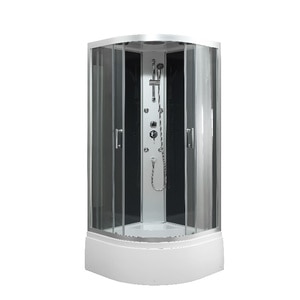 Cabina dus cu hidromasaj GoodHome Onega, semirotunda, 90 x 90 x 215 cm, sticla securizata, profil argintiu Cabina dus cu hidromasaj GoodHome Onega, semirotunda, 90 x 90 x 215 cm, sticla securizata, profil argintiu