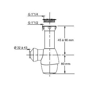 Sifon universal WIRQUIN 30950095, 1 1/4" - 1 1/2", alb Sifon universal WIRQUIN 30950095, 1 1/4" - 1 1/2", alb