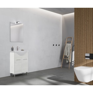 Set mobilier baie Savinidue Terra, 3 piese, 55 cm, Iluminare LED, alb Set mobilier baie Savinidue Terra, 3 piese, 55 cm, Iluminare LED, alb