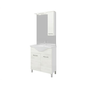 Set mobilier baie Savinidue Terra, 3 piese, 75 cm, Iluminare LED, alb Set mobilier baie Savinidue Terra, 3 piese, 75 cm, Iluminare LED, alb