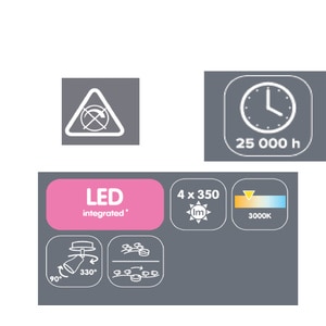 Spot LED COLOURS Melanippe, 350lm, 4 x 4.75W, 3000 K, crom Spot LED COLOURS Melanippe, 350lm, 4 x 4.75W, 3000 K, crom