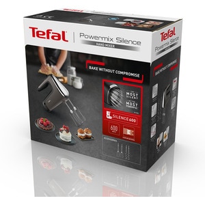 Mixer de mana TEFAL PowerMix Silence HT650E38, 600W, 5 trepte viteza, gri-negru Mixer de mana TEFAL PowerMix Silence HT650E38, 600W, 5 trepte viteza, gri-negru