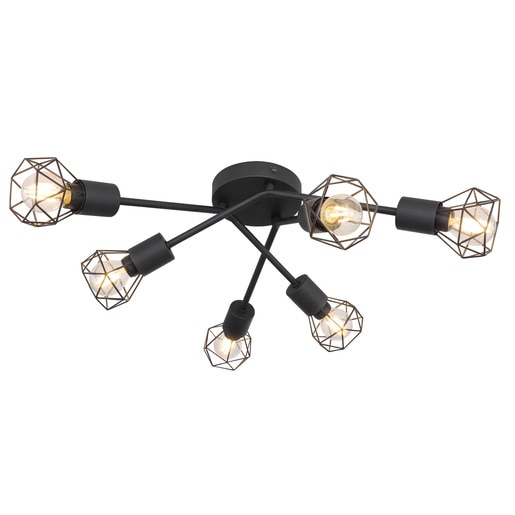 Plafoniera GLOBO Xara I 54802S-6, E14, 6 x 40W, IP20, negru Plafoniera GLOBO Xara I 54802S-6, E14, 6 x 40W, IP20, negru