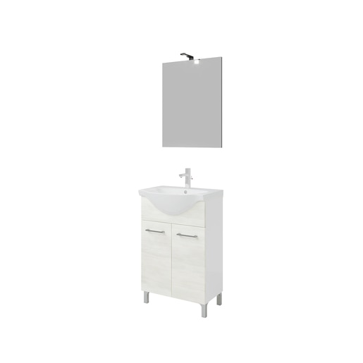 Set mobilier baie Savinidue Terra, 3 piese, 55 cm, Iluminare LED, alb Set mobilier baie Savinidue Terra, 3 piese, 55 cm, Iluminare LED, alb