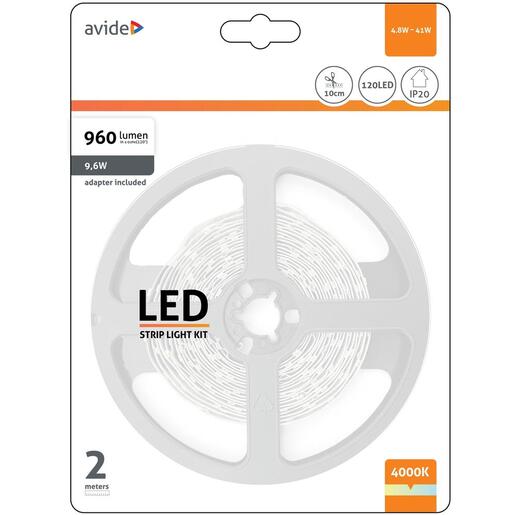 Banda LED AVIDE, 4.8W, 960lm, 4000K, IP20, 2m Banda LED AVIDE, 4.8W, 960lm, 4000K, IP20, 2m