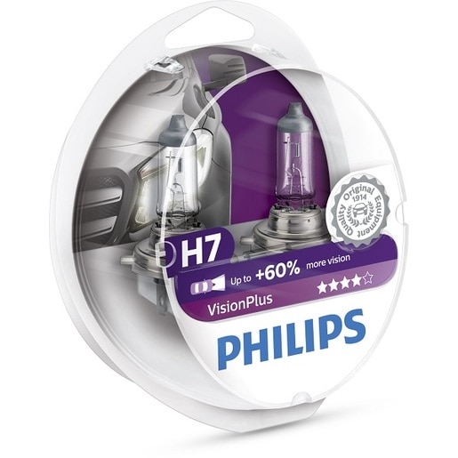 Bec auto far halogen PHILIPS H7 Vision Plus+60%, 12V, 55W, PX26D, set 2 bucati Bec auto far halogen PHILIPS H7 Vision Plus+60%, 12V, 55W, PX26D, set 2 bucati