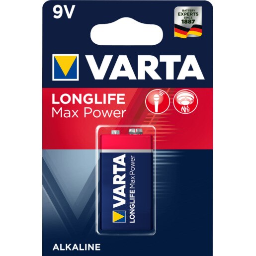 Baterie alcalina, 6LR61 Varta Longlife Max Power Baterie alcalina, 6LR61 Varta Longlife Max Power