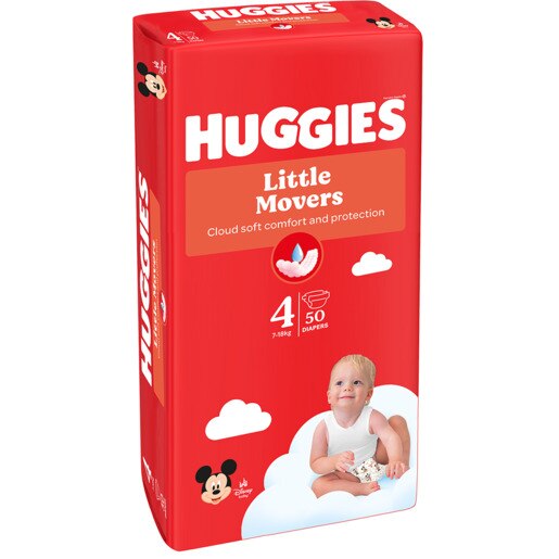 Scutece HUGGIES Little Movers Jumbo nr 4, Unisex, 7-18 kg, 50 buc Scutece HUGGIES Little Movers Jumbo nr 4, Unisex, 7-18 kg, 50 buc