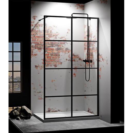 Paravan de dus, walk in, negru, 100 x 195 cm Paravan de dus, walk in, negru, 100 x 195 cm