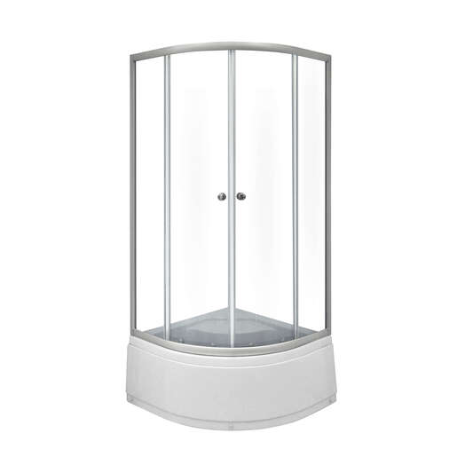 Cabina dus simpla inalta, semirotunda, profil aluminiu, sticla securizata, 90 x 90 x 197 cm, alb Cabina dus simpla inalta, semirotunda, profil aluminiu, sticla securizata, 90 x 90 x 197 cm, alb