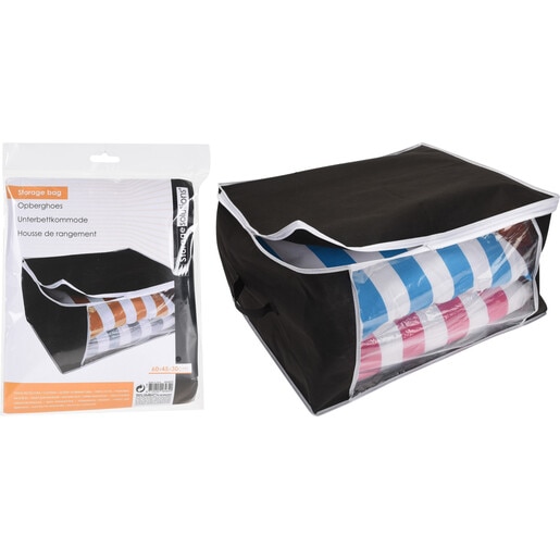 Cutie depozitare cu fermoar, 60 x 45 x 30 cm, negru Cutie depozitare cu fermoar, 60 x 45 x 30 cm, negru