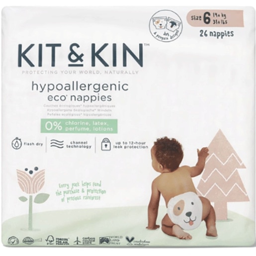 Scutece hipoalergenice KIT&KIN Eco nr 6, Unisex, 14kg+, 26 buc Scutece hipoalergenice KIT&KIN Eco nr 6, Unisex, 14kg+, 26 buc