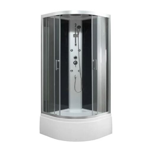 Cabina dus cu hidromasaj GoodHome Onega, semirotunda, 90 x 90 x 215 cm, sticla securizata, profil argintiu Cabina dus cu hidromasaj GoodHome Onega, semirotunda, 90 x 90 x 215 cm, sticla securizata, profil argintiu